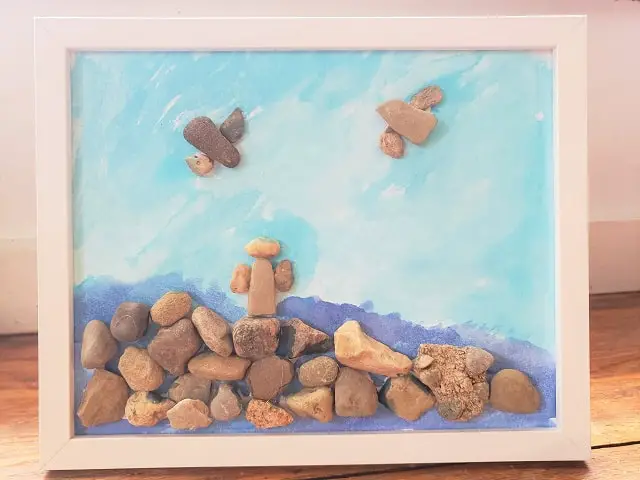 completed pebble art project