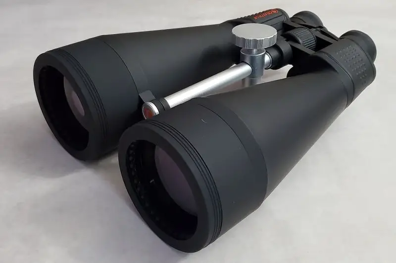 Celestron 20x80 binoculars view of lenses